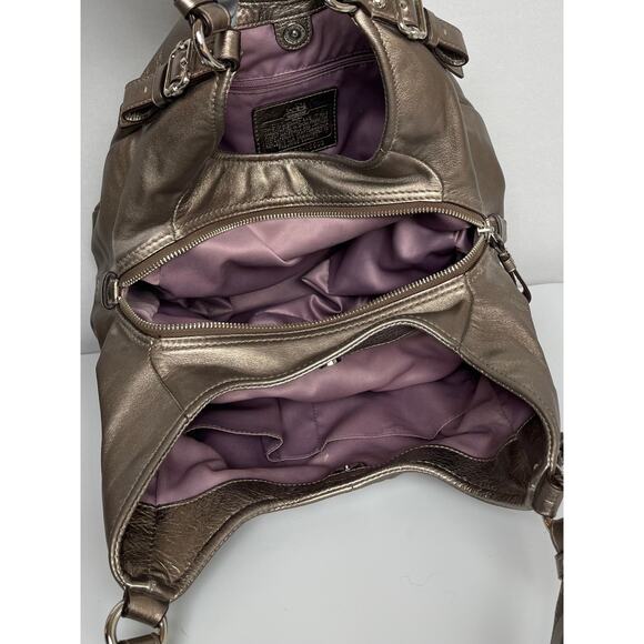 Coach Madison Metallic Silver Leather Hobo Shoulder Bag - Picture 5 of 16